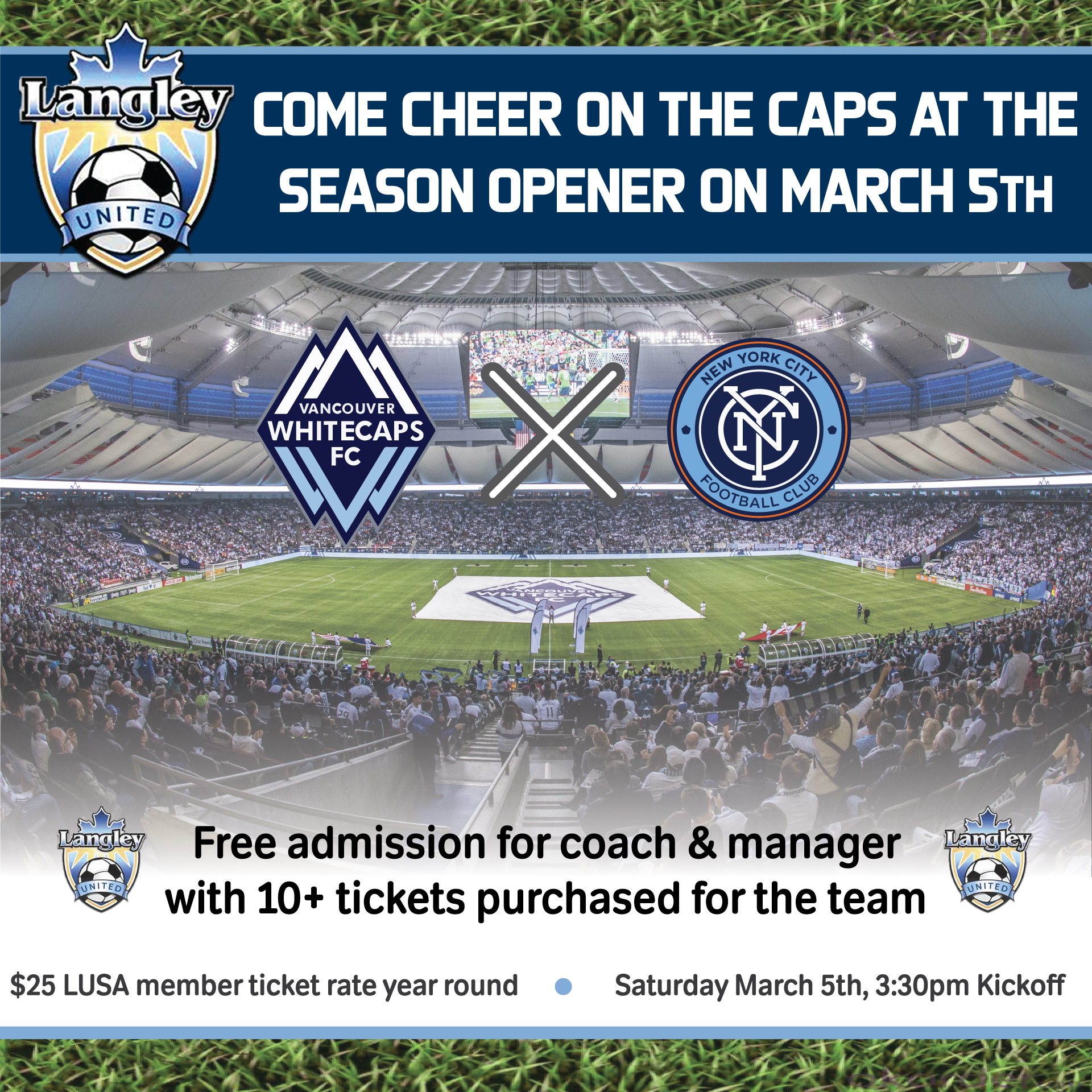 Whitecaps Ticket Program Langley United Soccer Association